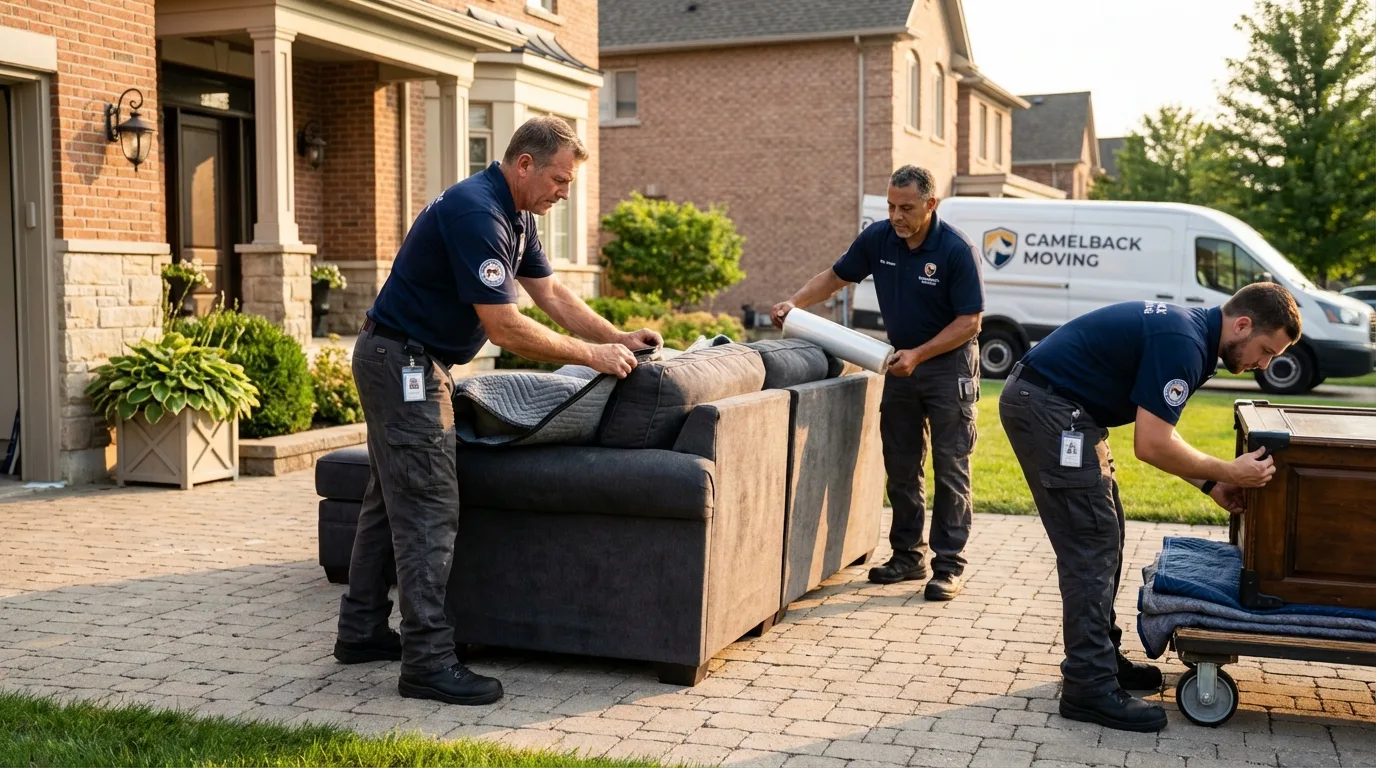 Large estate moving crew wrapping furniture in Georgetown, IL